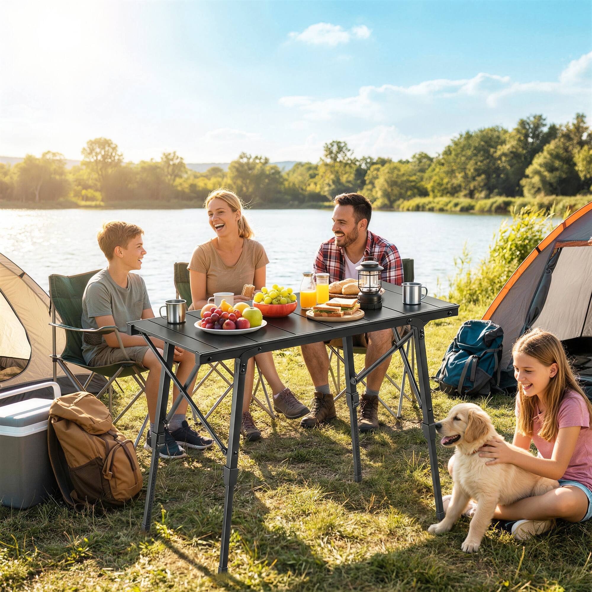 Alt View 1. Outsunny - Height Folding Picnic Table with Removable Plates - Black.