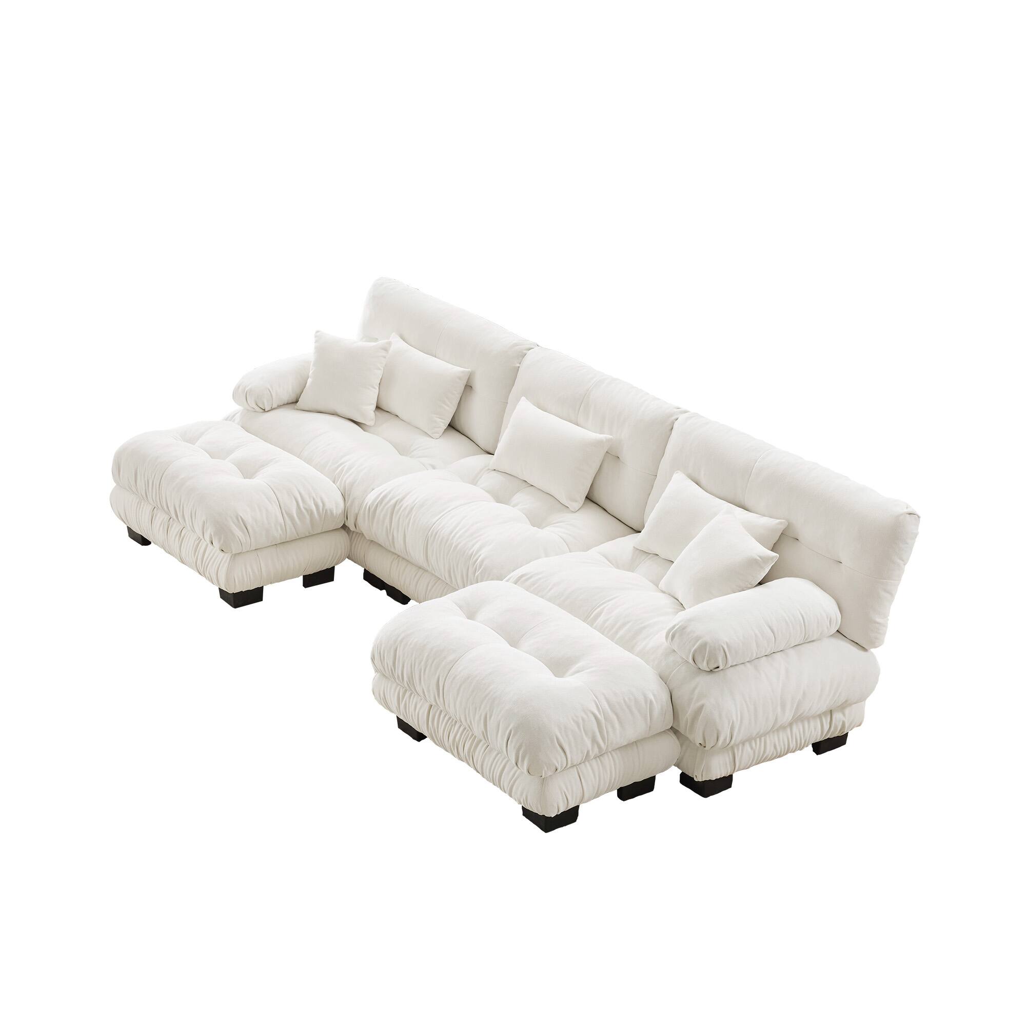 Alt View 5. LOVMOR - Chenille Modular Sectional Couch U Shaped Deep Seat Compressed Pack For Living Room Plush Cozy Lounge Home Den - White.