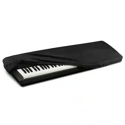 Front. HQRP - Elastic Keyboard Dust Cover with Storage Bag for Yamaha 61-76 Key Digital Pianos and Synthesizers - Black.
