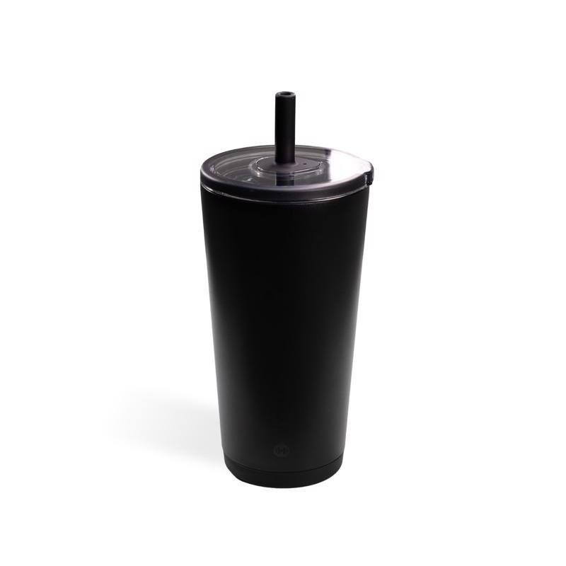 Front. HydroJug - 20 oz Black BPA Free Insulated Straw Tumbler - Black.