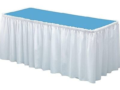 Front. TABLE MATE - Table Mate Linen Soft 14'W x 29"D Solid Table Skirt White Each - White.