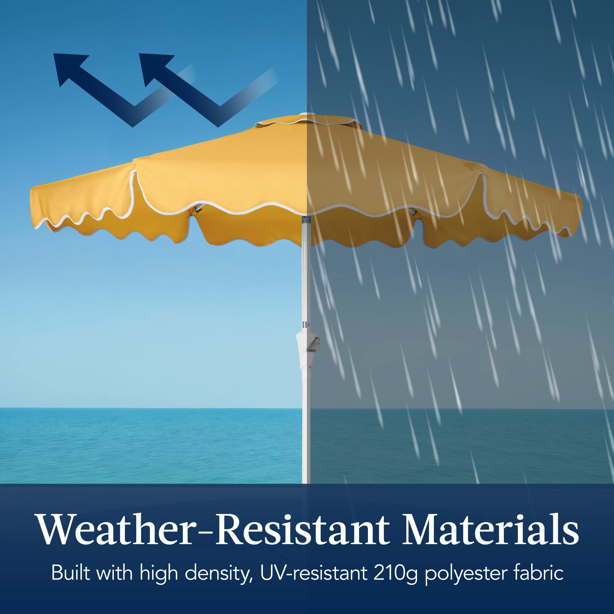 Weather-Resistant Materials  
Built with high density, UV-resistant 210g polyester fabric