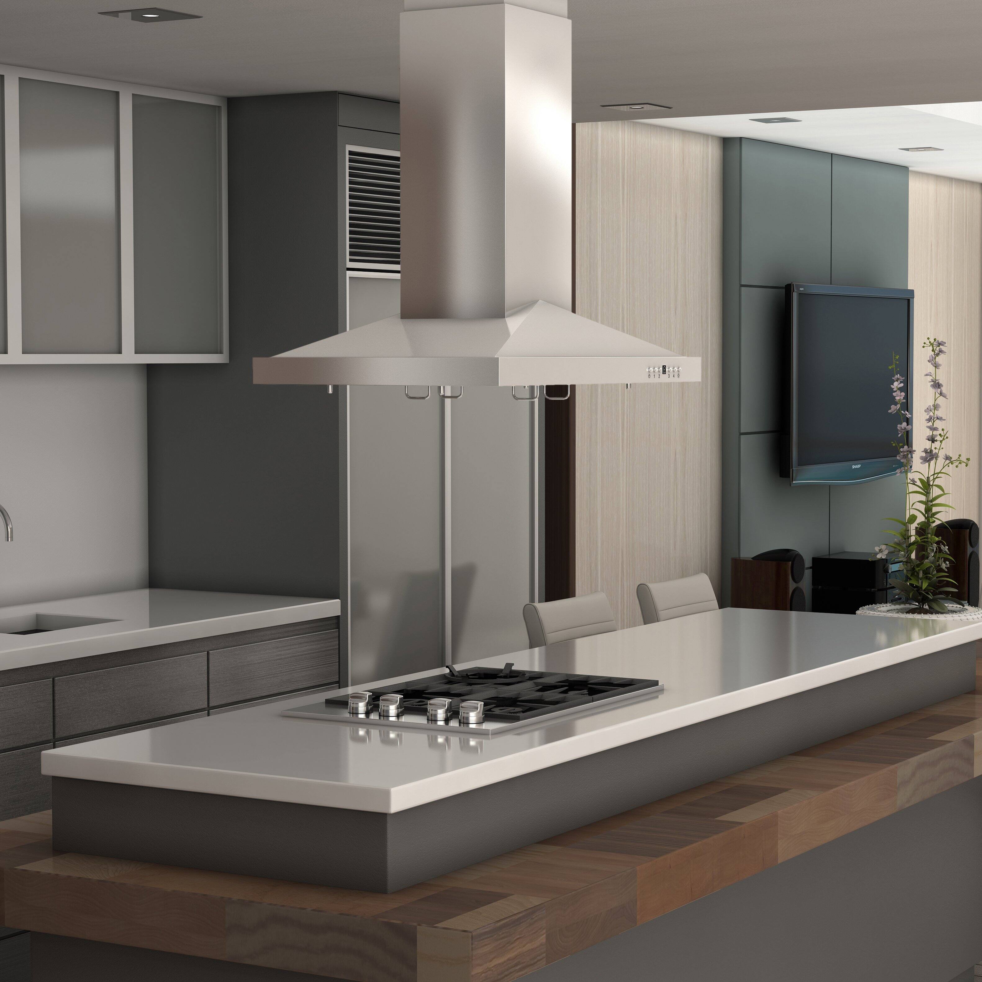 Alt View 5. ZLINE - 36 in. Island Mount Range Hood (GL1i-36) - Silver.