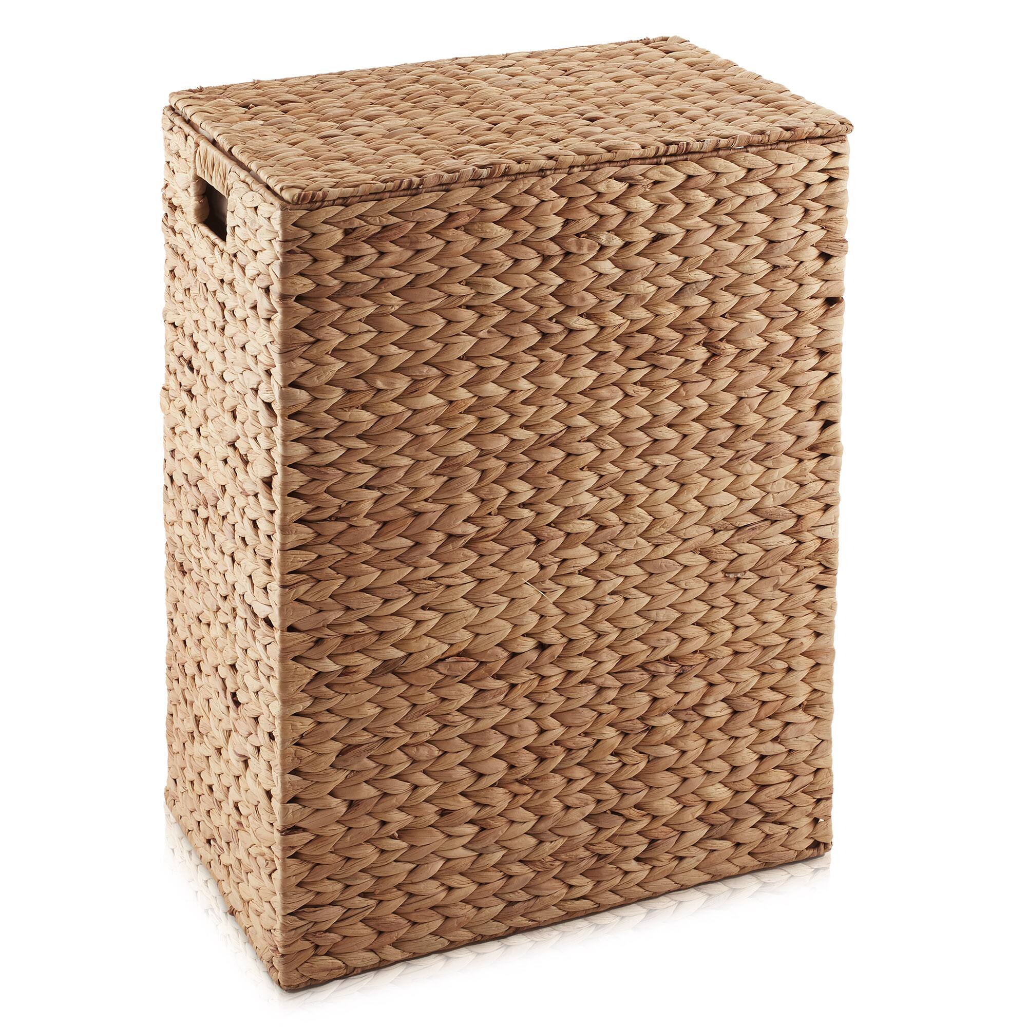 Alt View 3. Casafield - Large Laundry Hamper Basket w Lid and Liner - Water Hyacinth - Cinnamon.