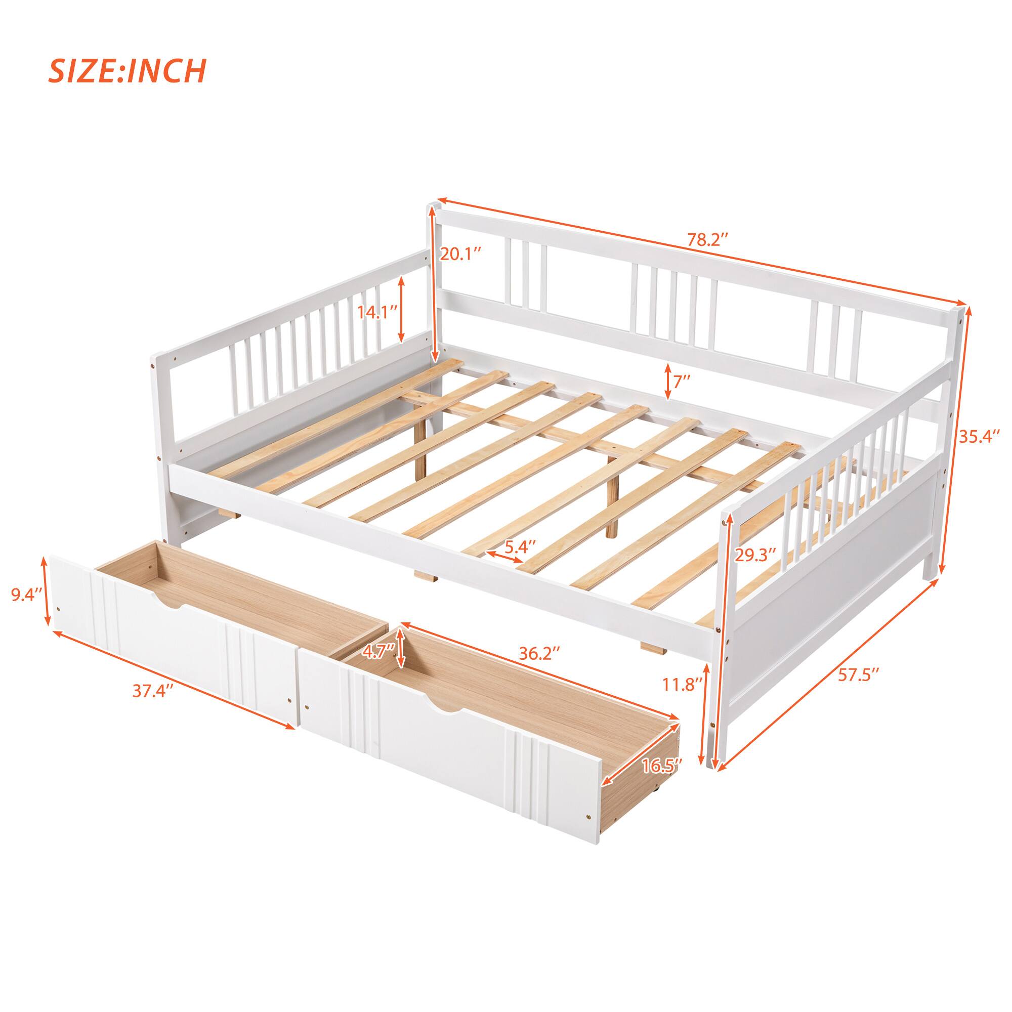 SIZE: INCH

- 78.2"
- 20.1"
- 14.1"
- 7"
- 35.4"
- 29.3"
- 37.4"
- 9.4"
- 36.2"
- 11.8"
- 57.5"
- 16.5"
- 37.4"
- 9.4"
- 4.7"
- 16.5"