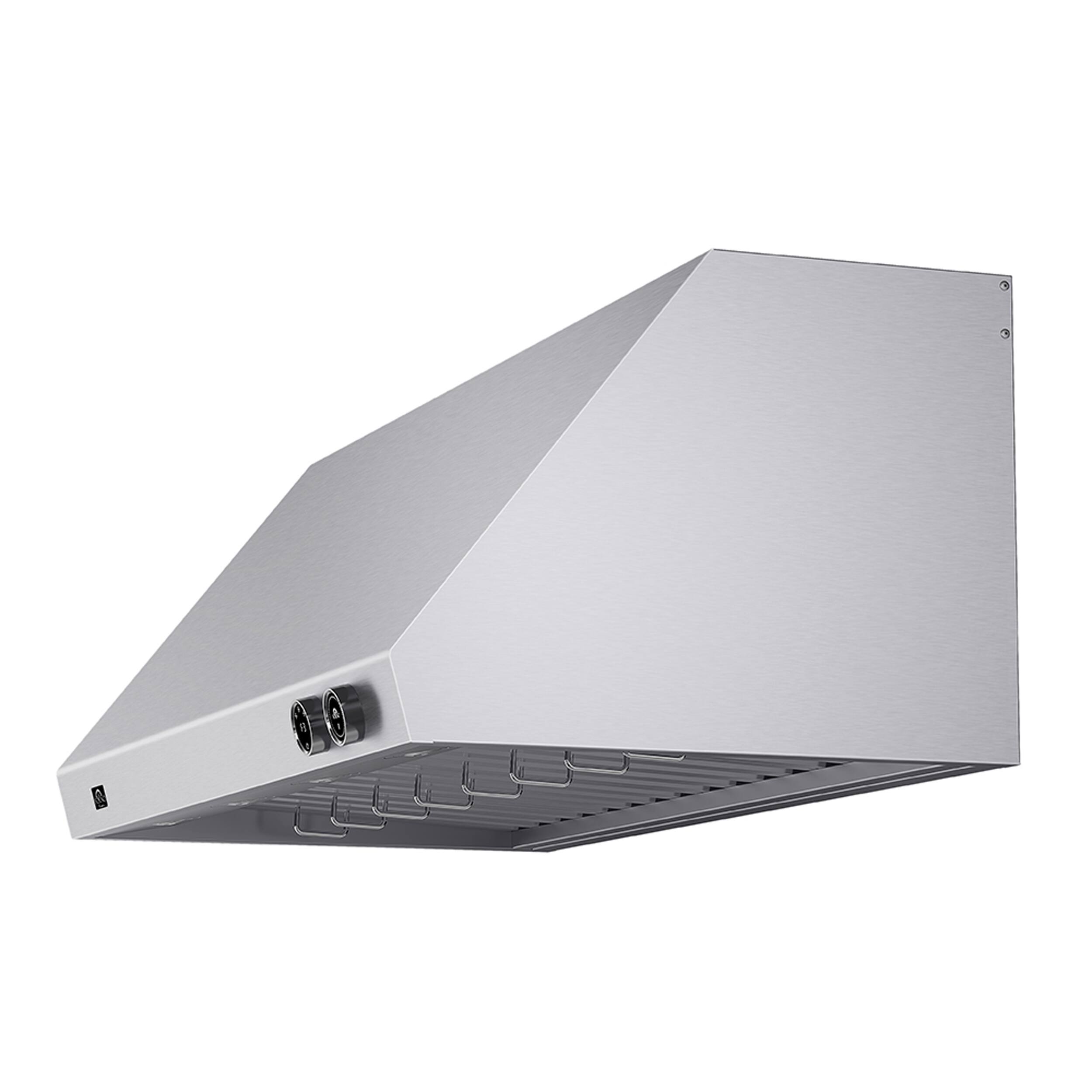 Angle. Forno Appliances - Biagio 48" Wall Mounted Vented Range Hood - Silver.