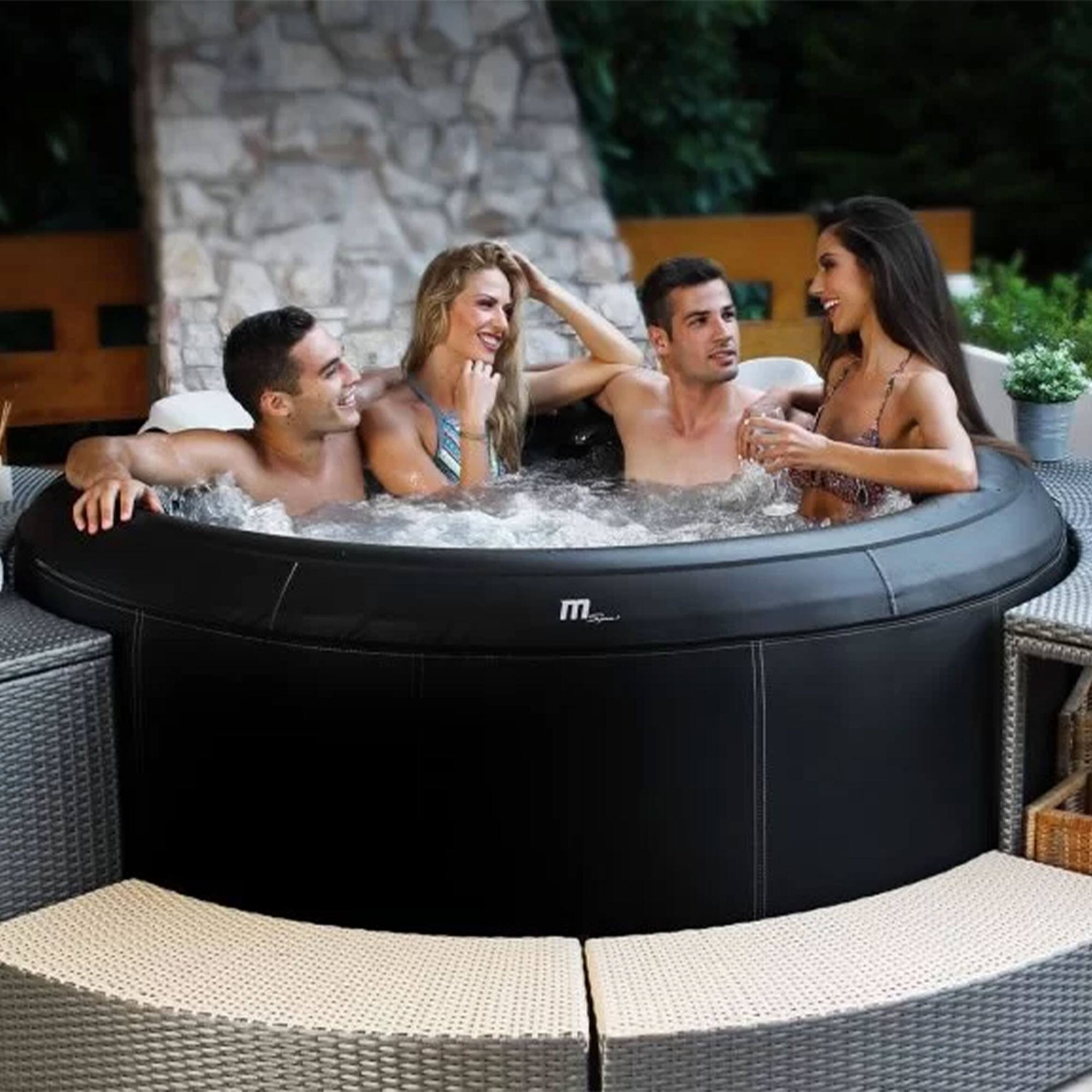 Alt View 4. MSpa - MSpa Round Inflatable Bubble Spa with Energy Efficient Cover, Super Camaro - Black.