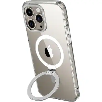 Angle. SaharaCase - Hybrid-Flex Kickstand Case with MagSafe for Apple iPhone 15 Pro Max - Clear.