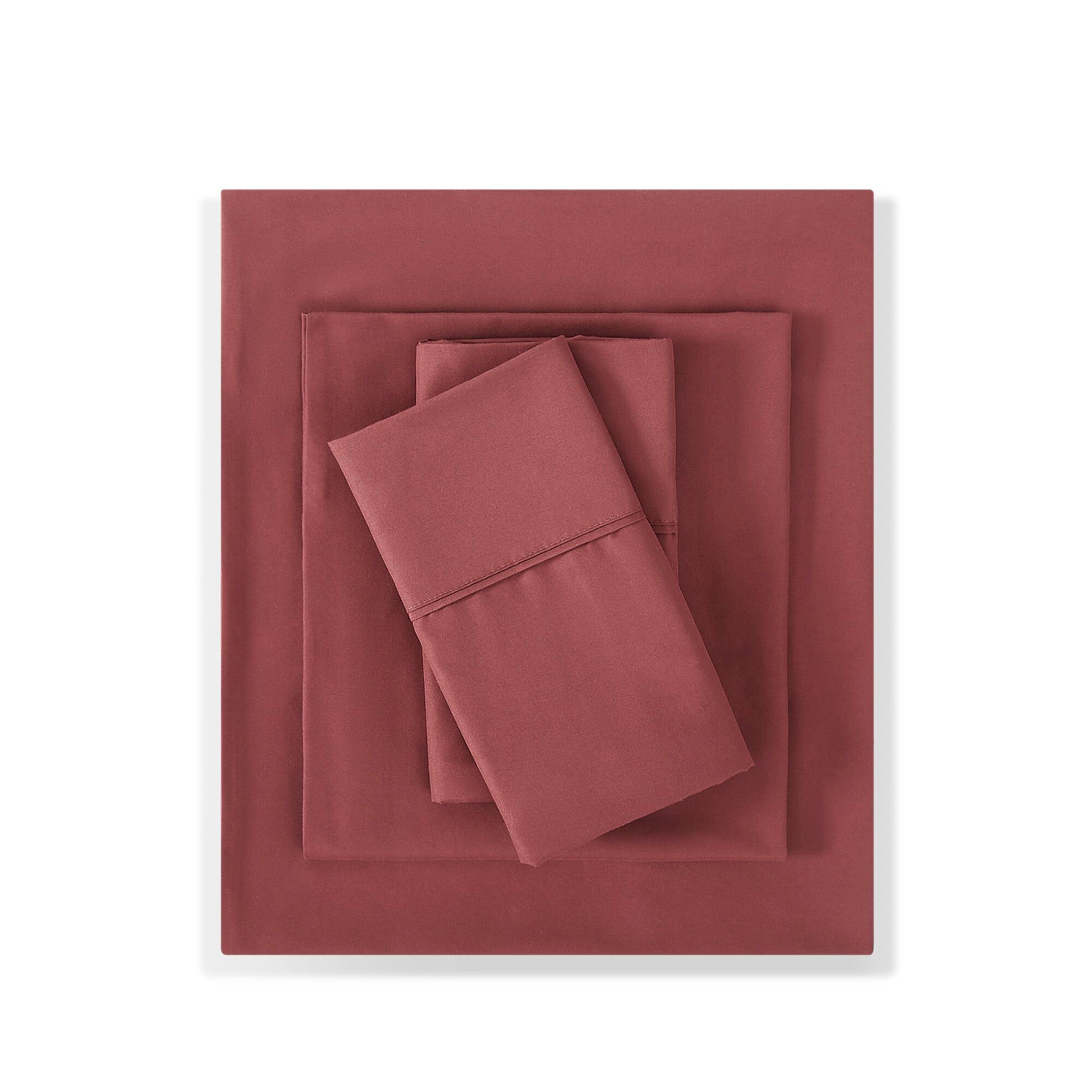 Back. Sweet Home Collection - All Season Reversible Bed-in-A-Bag Solid Color Comforter & Sheet Set, Twin - Burgundy.