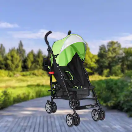 Front. Hivvago - Compact Portable Umbrella Stroller for Babies and Toddlers Lightweight Travel Pram - Green.