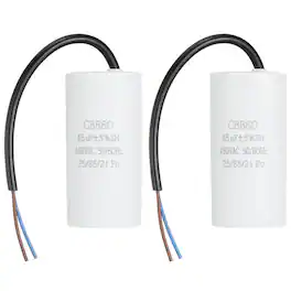 Unique Bargains - 2pcs 45uF CBB60 Run Capacitor, AC 450V 2 Wires 50/60Hz Cylinder 102x50mm for Air Compressor, Water Pump - White