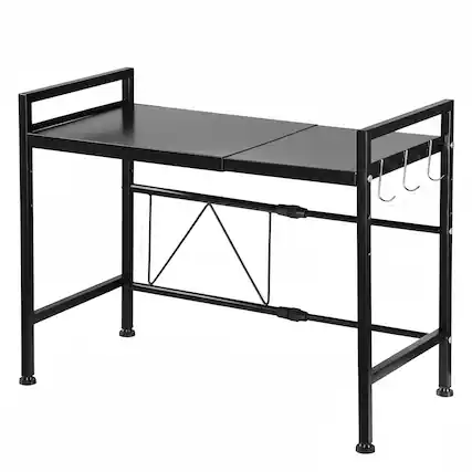 Front. Adivo - Microwave Oven Shelf Rack Adjustable Metal Kitchen Organiser Storage 2 Tier - Black.