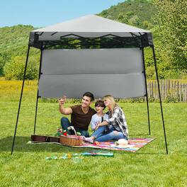 Gymax - 7x7 FT Slant Leg Pop-up Canopy Tent Shelter Adjustable Portable Carry Bag - Gray