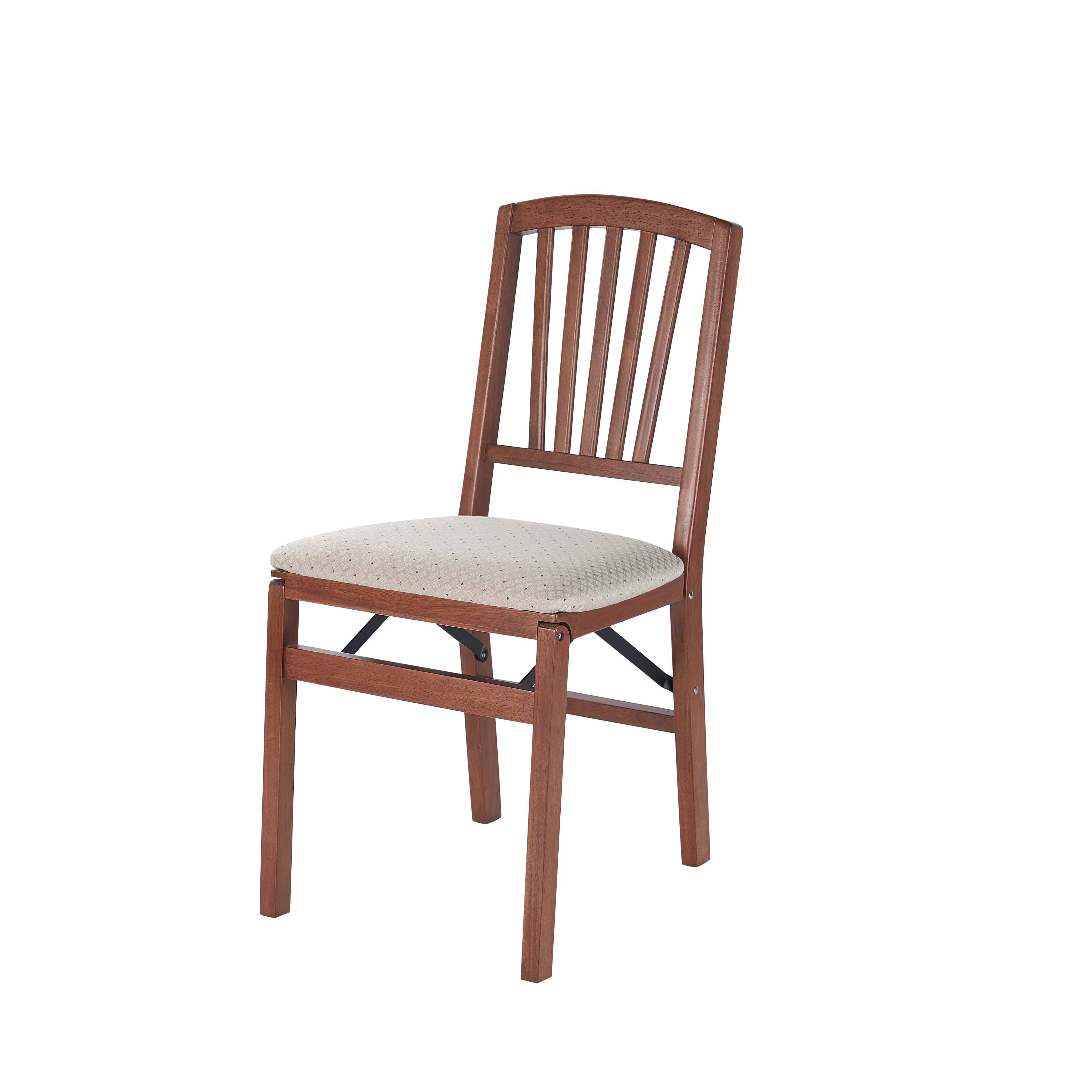 Alt View 4. Stakmore - Stakmore Mission Fusion Folding Chair, Cherry Frame with Blush Fabric (Set of 2) - Brown.