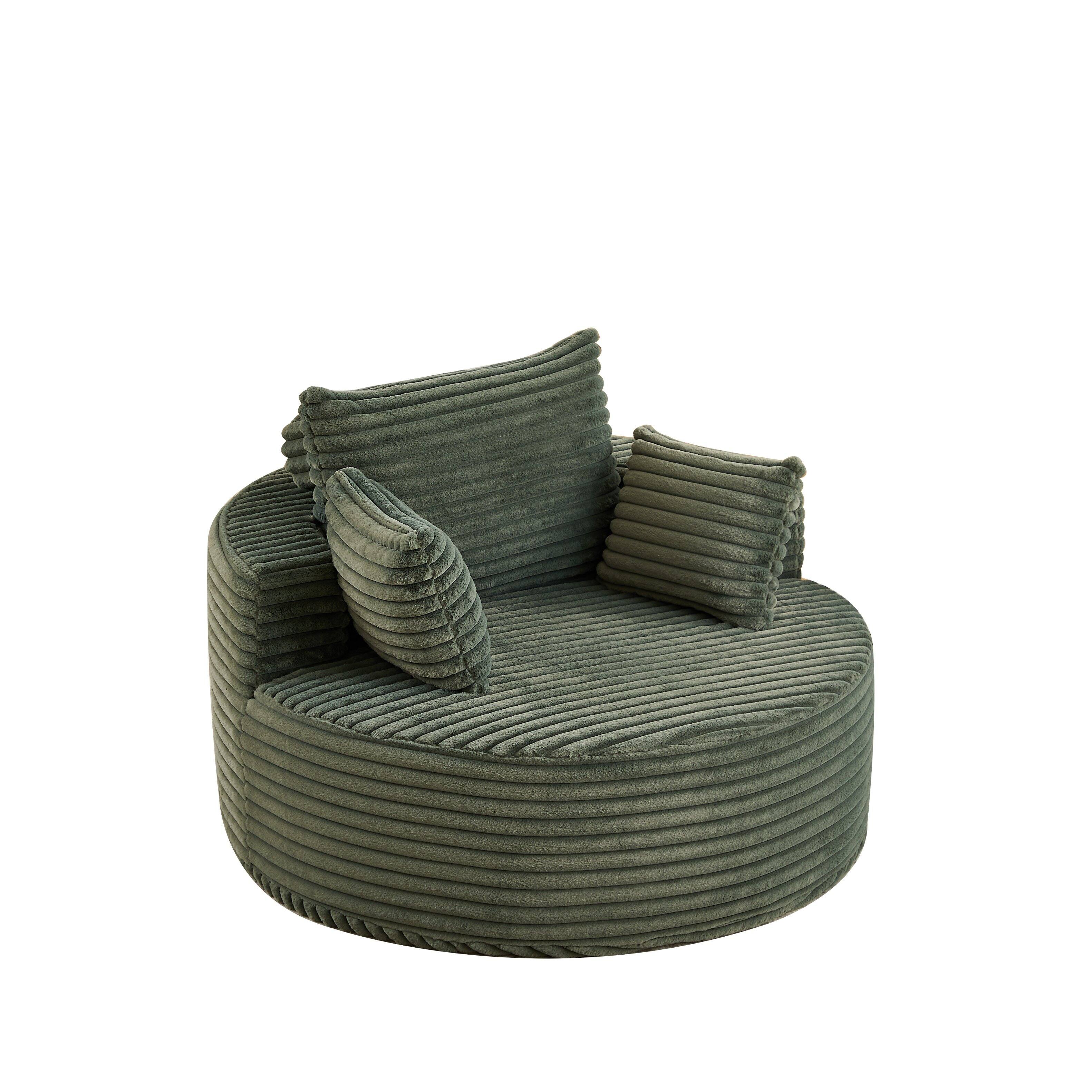 Angle. COWLOWN - 50 Inch Fluffy Corduroy Sofa Bed Modern Sleeper Chair No Tools Assembly for Multi-Room Use Green - Green.