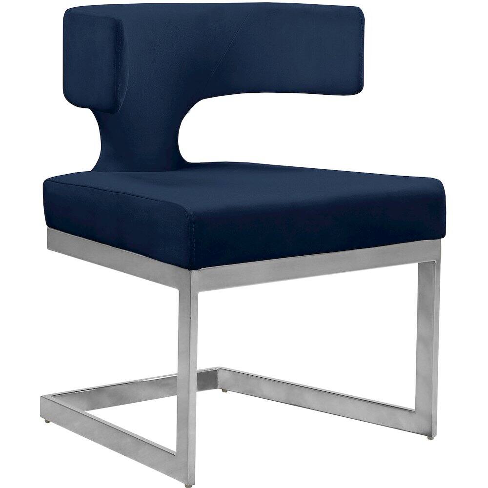 Meridian Furniture - Alexandra Navy Velvet Dining Chair - Blue