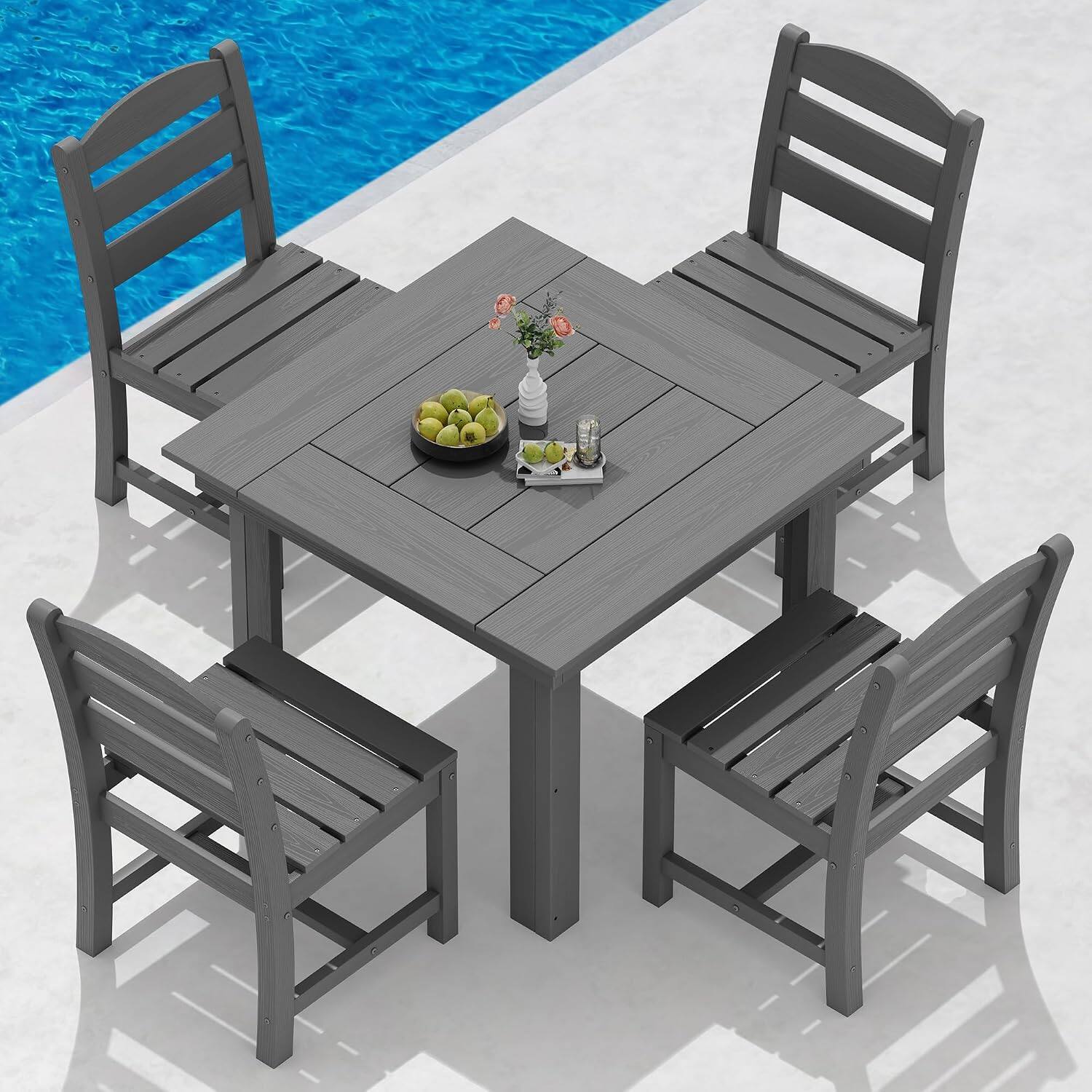 Gray-Armless Chair