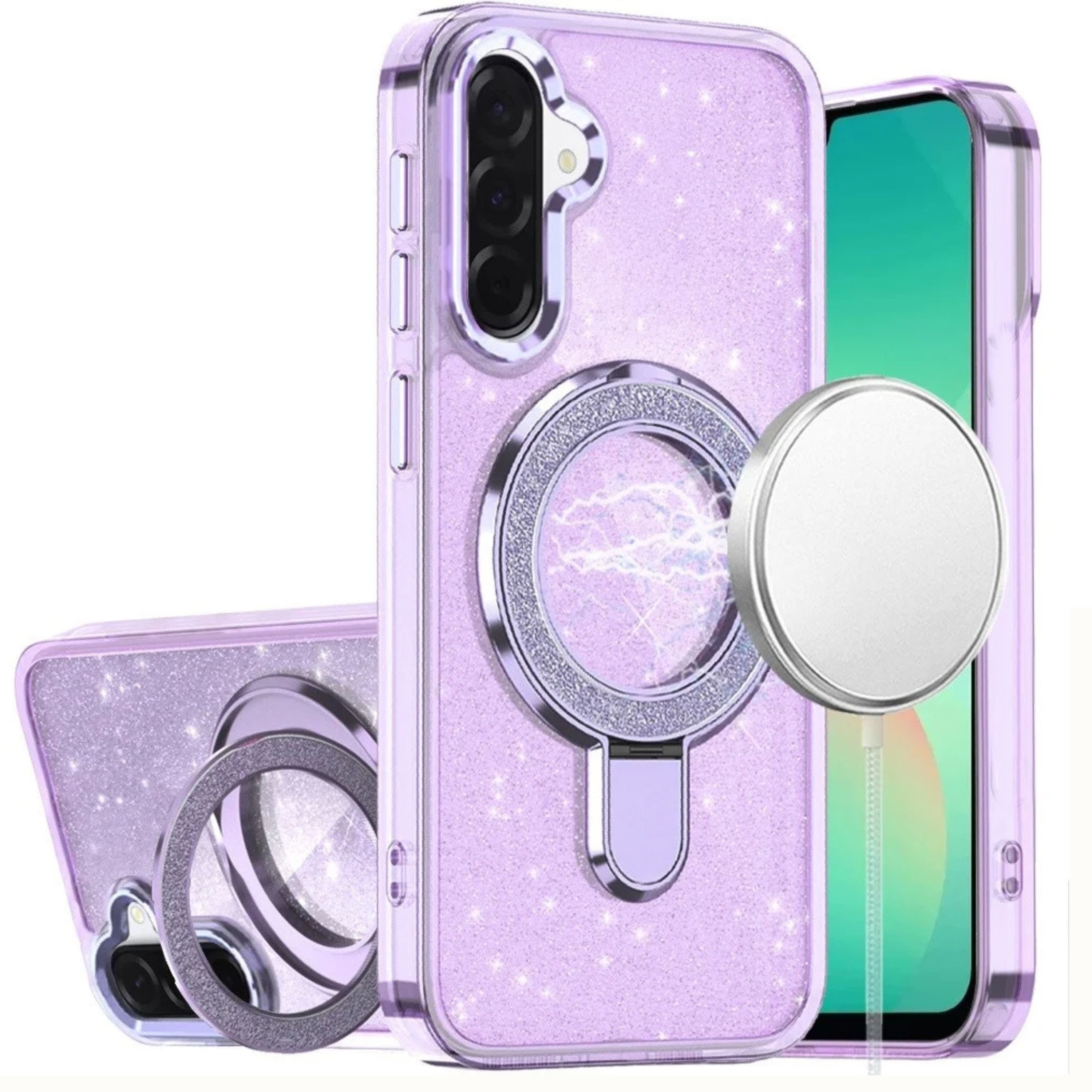 Kitcheniva - Full Glitter Magnetic Circle Case With Tempered Glass For Samsung A27 5G - Purple price history on PriceWatchPro