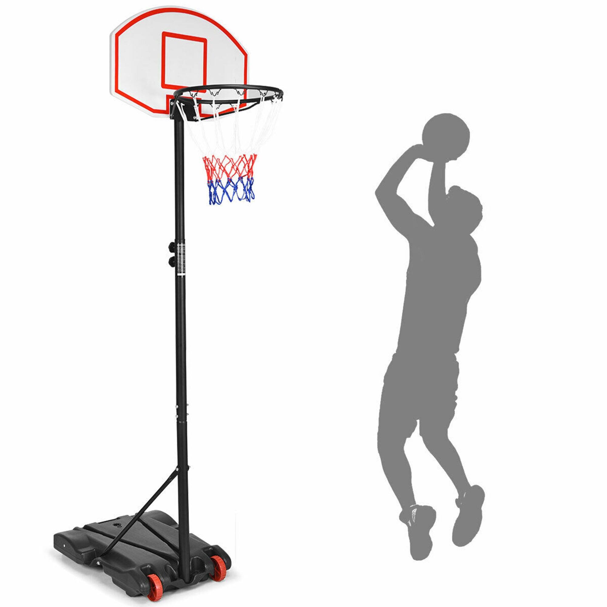Alt View 5. Gymax - Gymax Basketball System Hoop Stand Backboard w/ Adjustable Height Wheels & 2 Nets - Black.