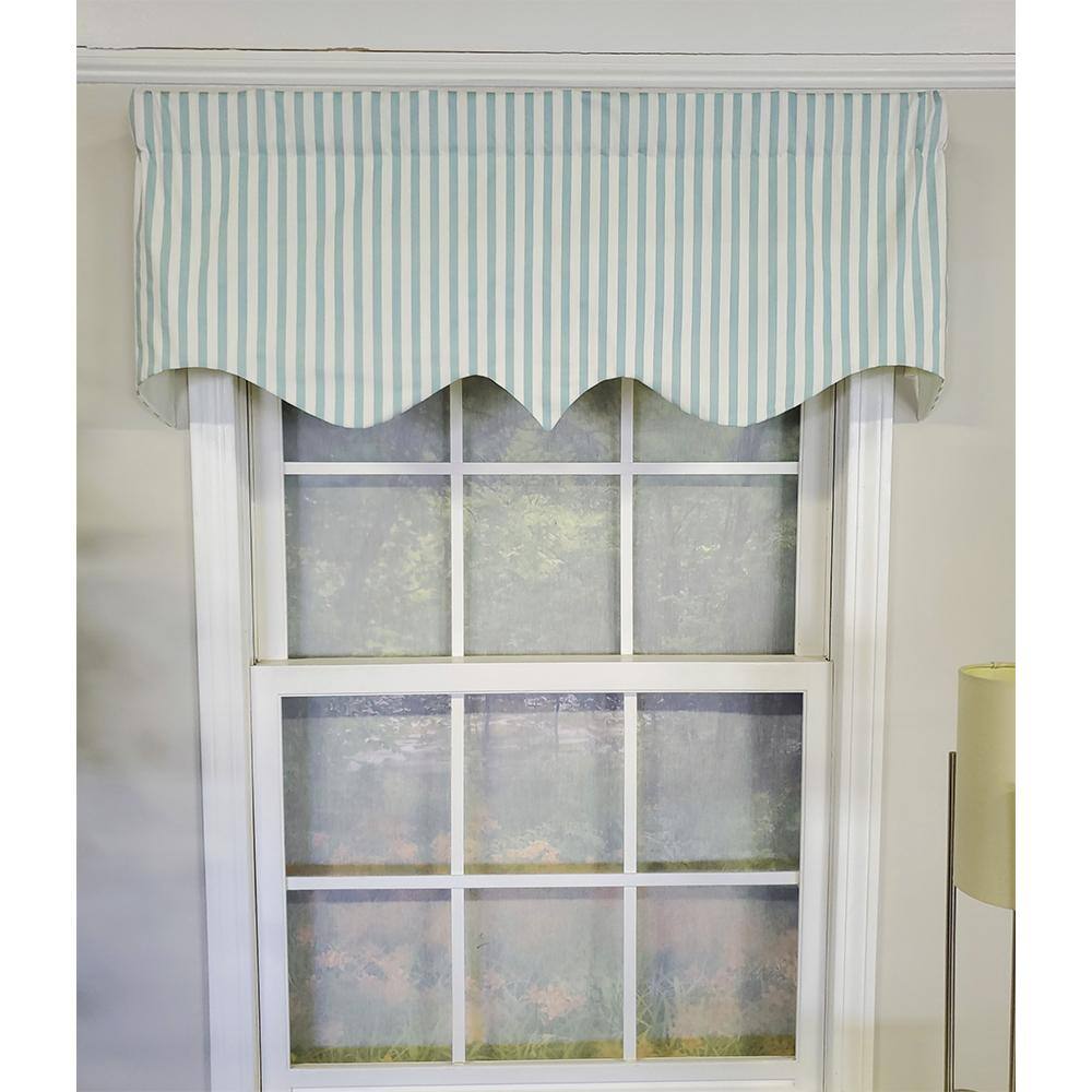 Angle. RLF Home - RLF Home Candy Stripe Regal 3" Rod Pocket Lining Luxurious and Elegant Window Treatment Valance 50" x 17" Spa - Spa.