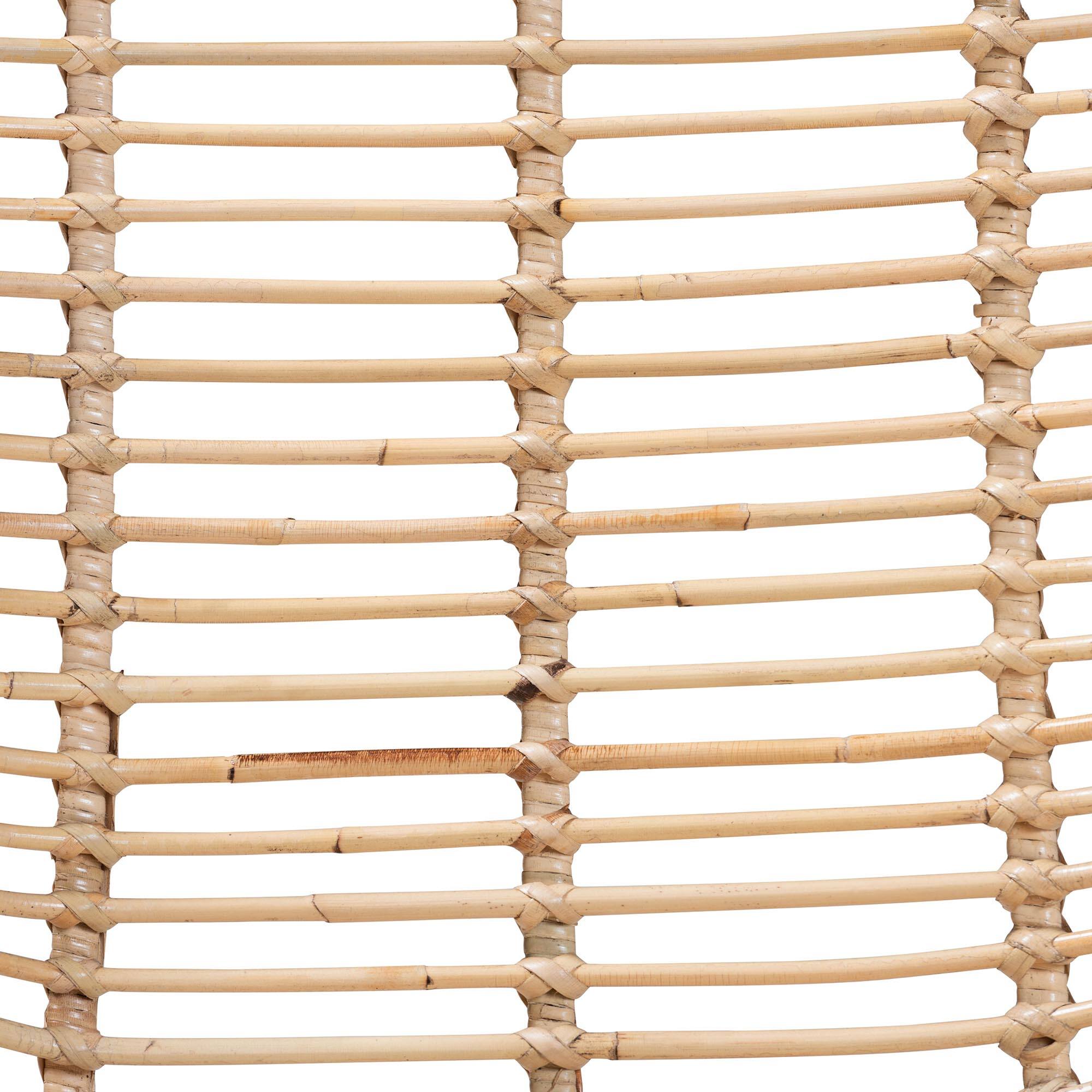 Alt View 2. bali & pari - Manhattan Modern Bohemian Rattan and Metal 2-Piece Dining Chair Set - Natural Brown/Black.