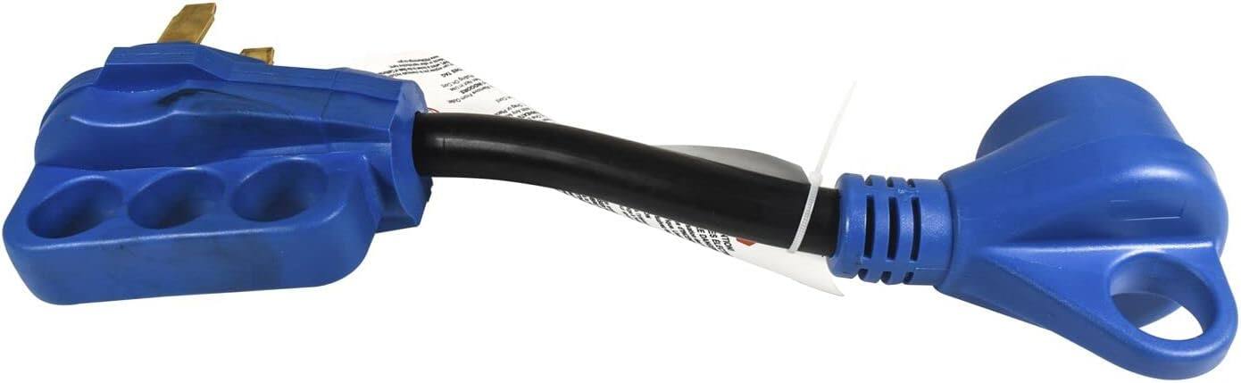 Alt View 1. HQRP - HQRP 50A to 30A RV Adapter Cord, 14-50P to TT-30R Dogbone, Grip Handle, Heavy Duty 12" - Black, Blue.