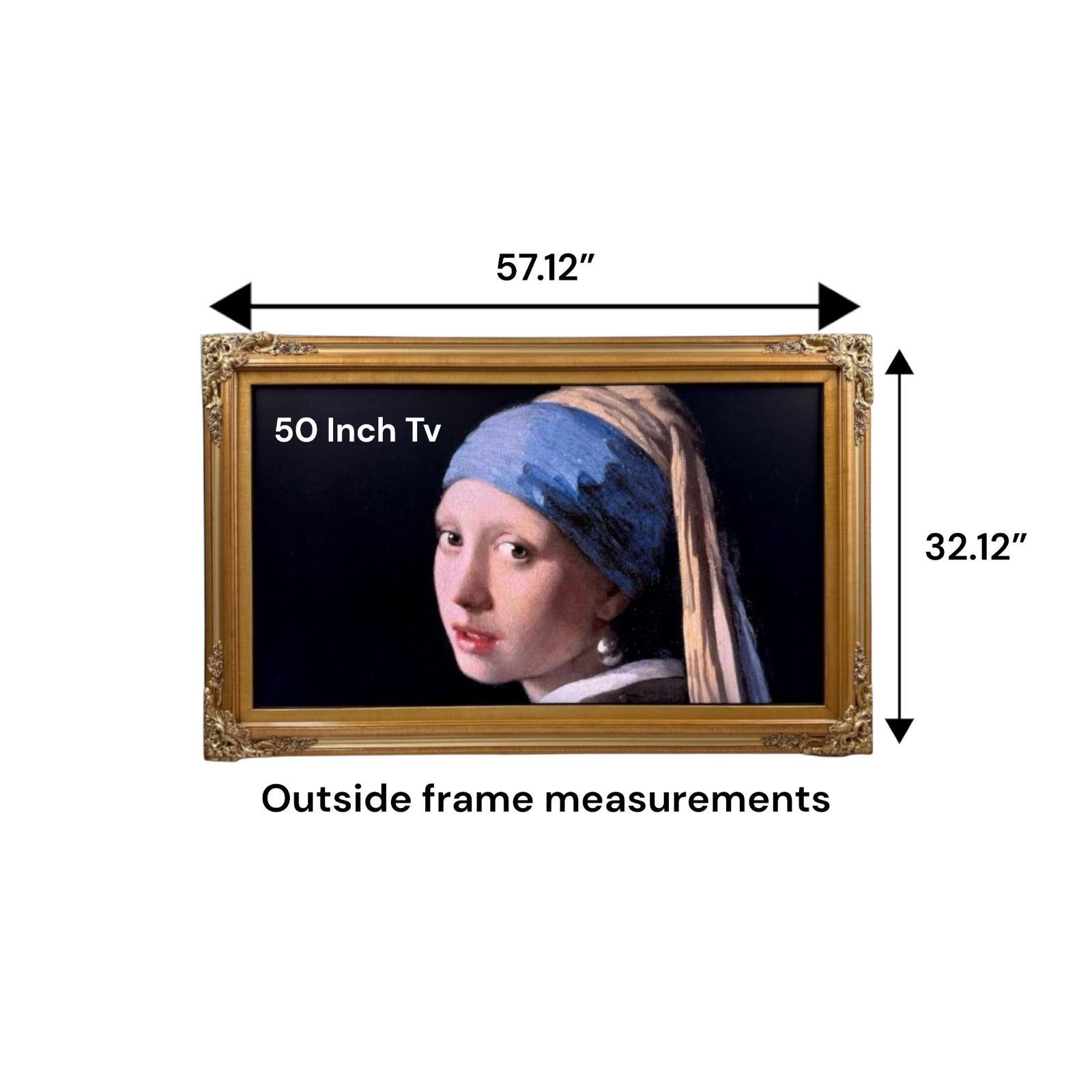 57.12" x 32.12" Outside frame measurements

50 Inch Tv
