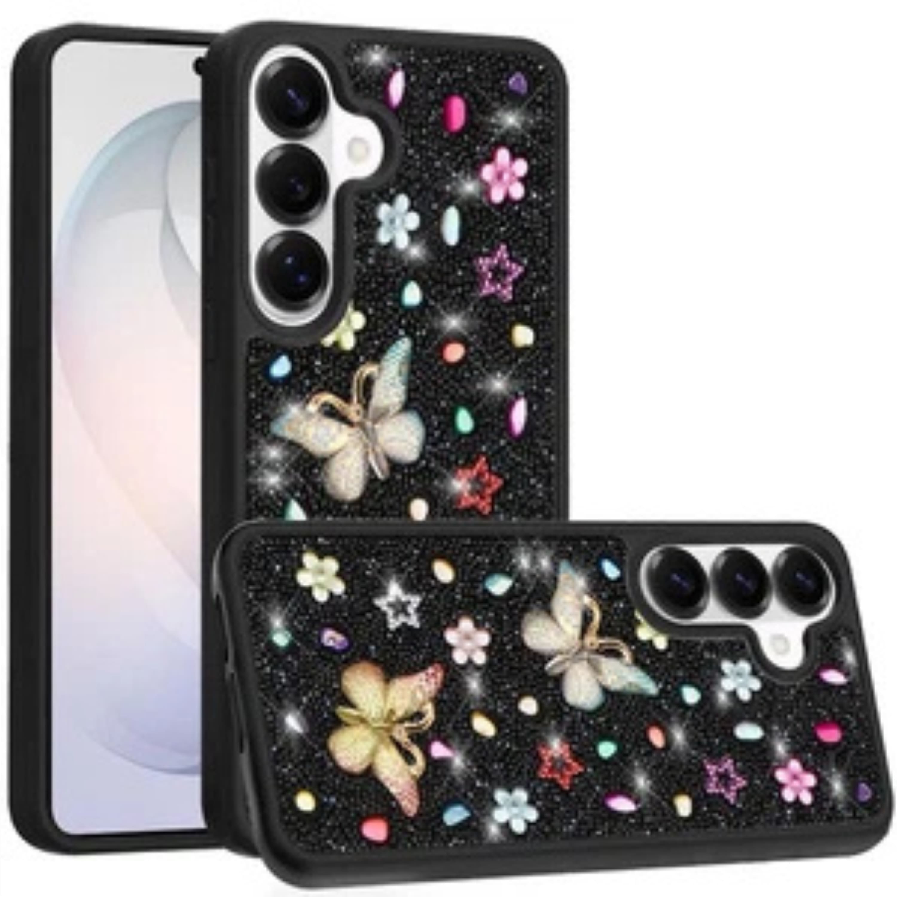 Kitcheniva - Butterfly 3D Jewel Glitter Phone Case With Tempered Glass For Samsung Galaxy S26 Plus - Black price history on PriceWatchPro