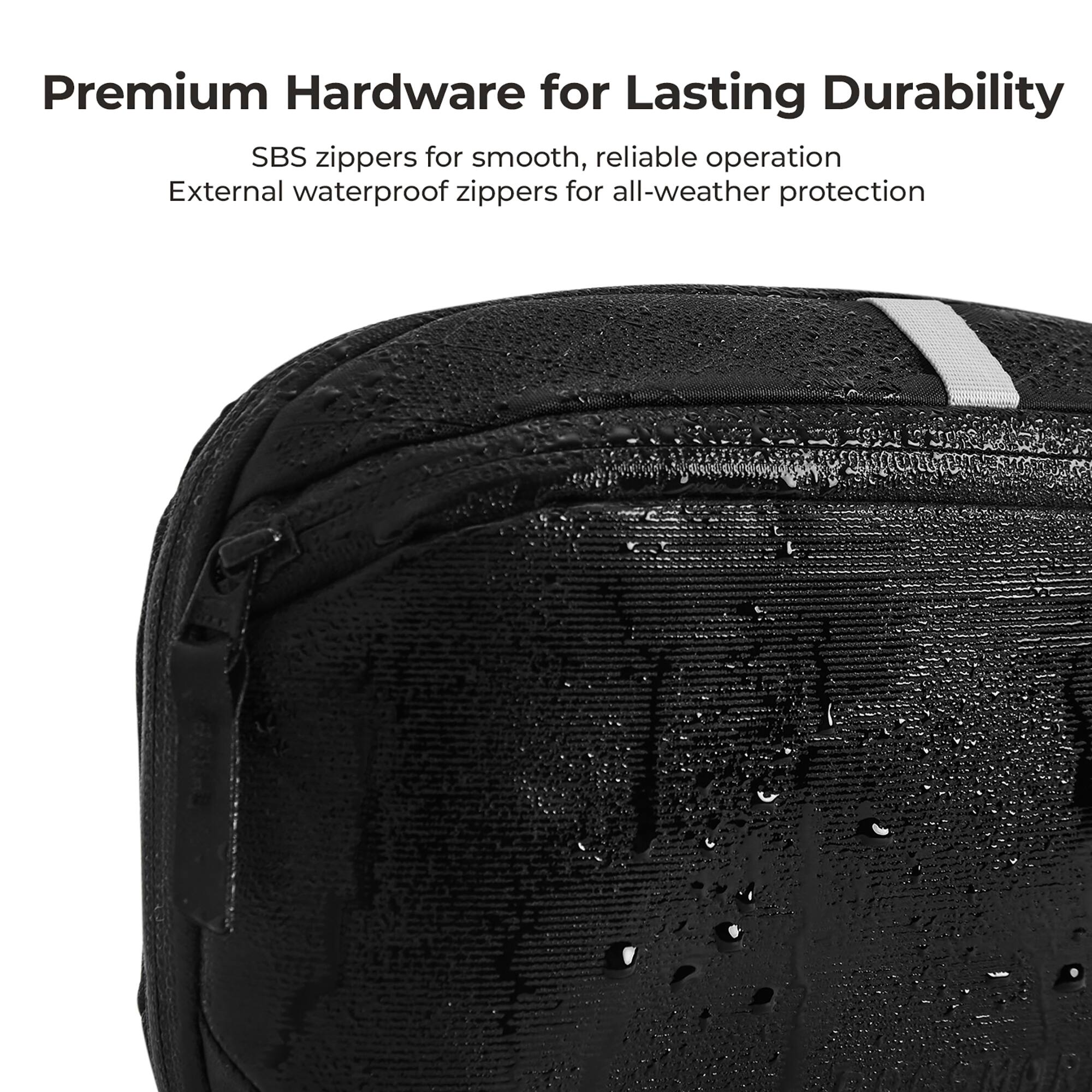Premium Hardware for Lasting Durability  
SBS zippers for smooth, reliable operation  
External waterproof zippers for all-weather protection