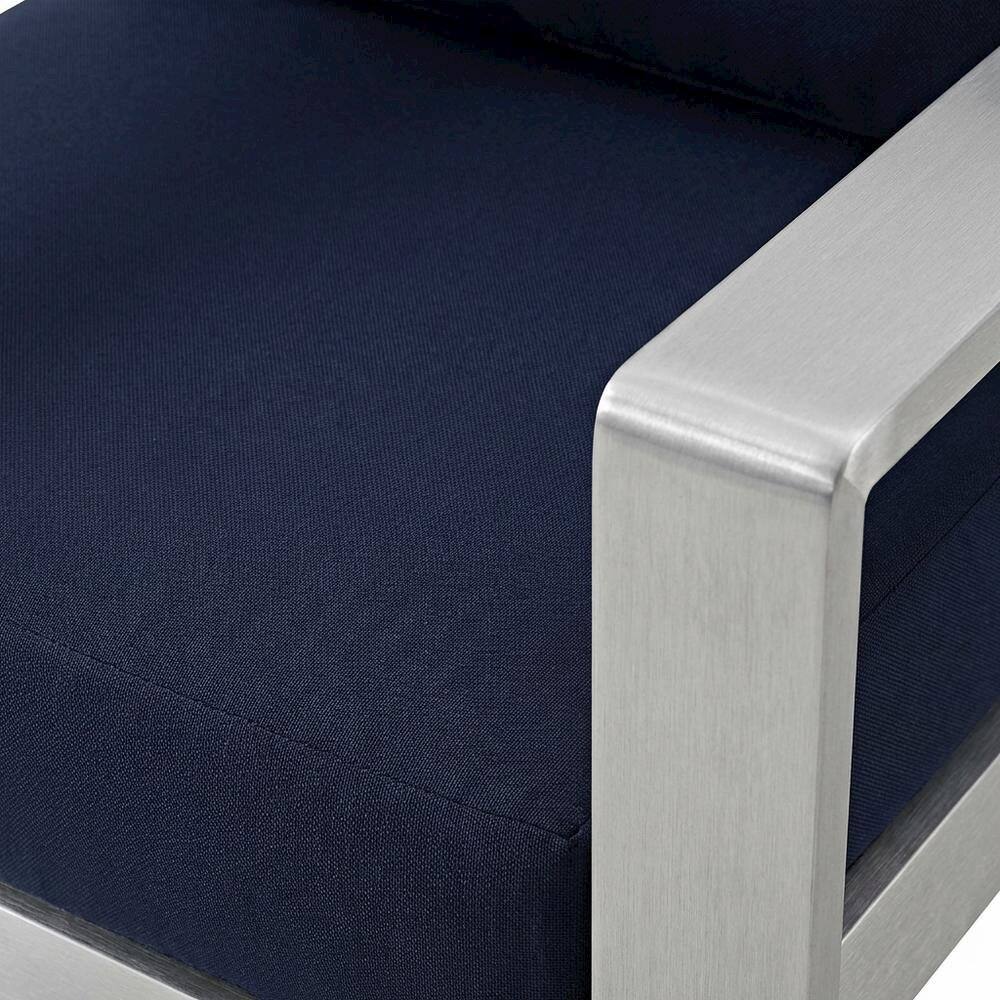 Alt View 1. Outdoor Escape - Outdoor Patio Aluminum Furniture Set - Comfortable Seat Cushions, Modern Design - Silver.