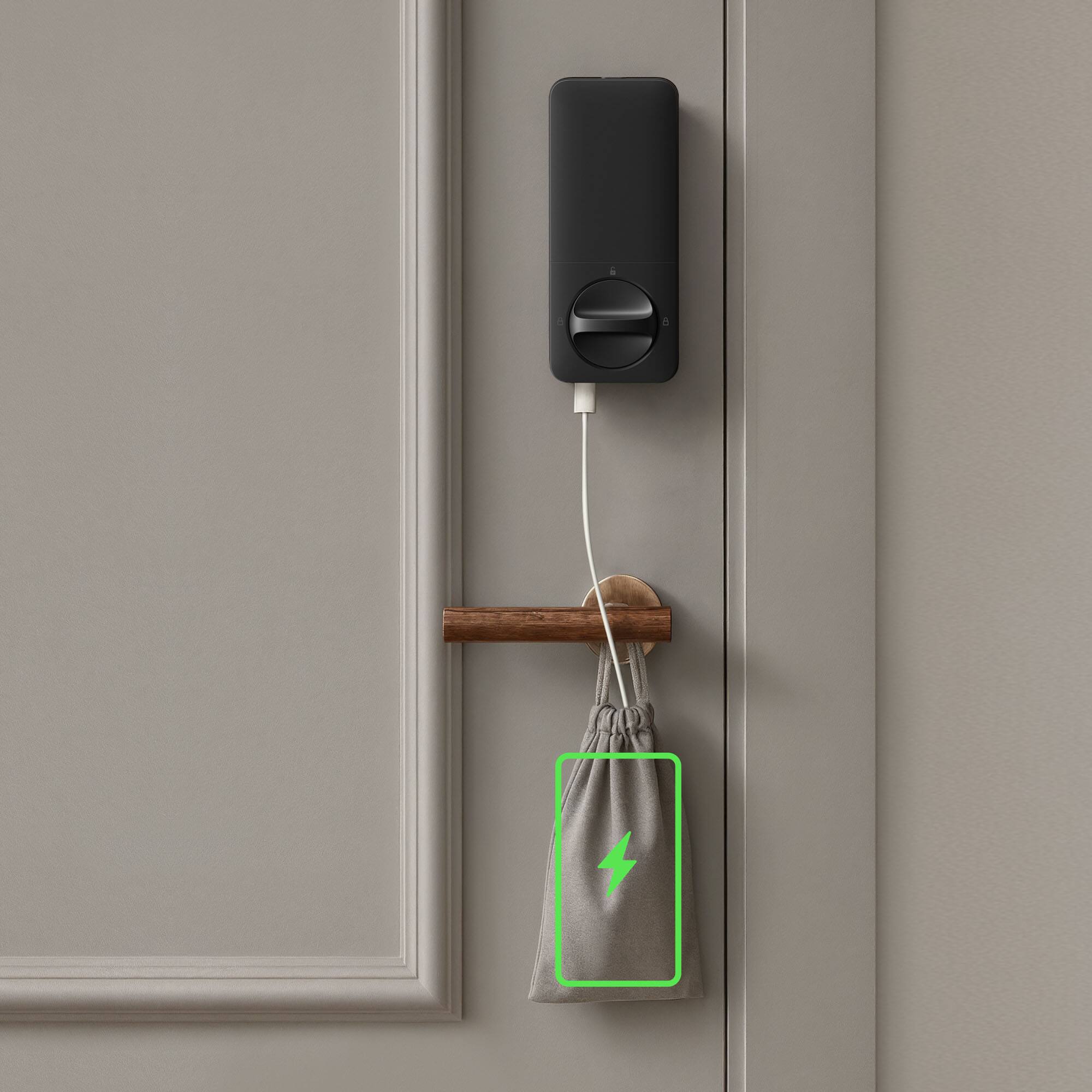 Alt View 8. Aqara - UWB Smart Lock U400 Kit with M100 Hub, Matter, Thread, Wifi, Apple Home Key, Fingerprint, Rechargeable Battery, Black - Black.
