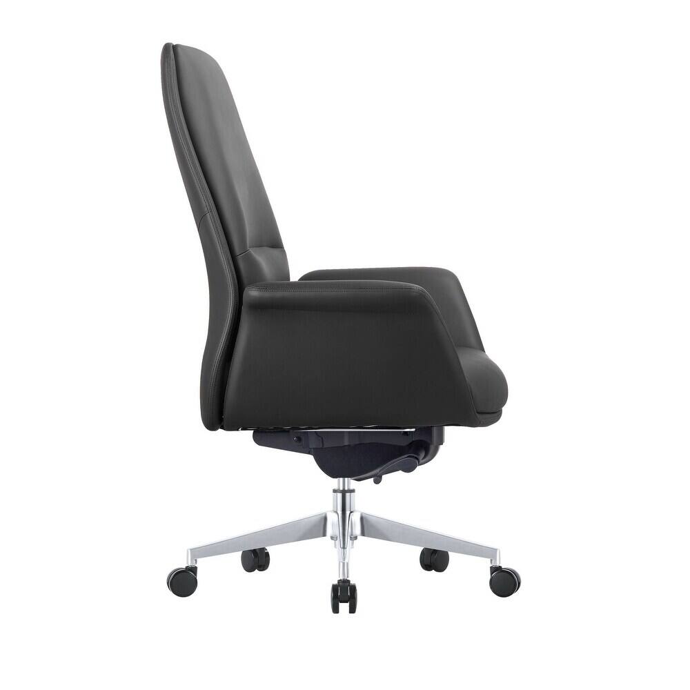 Alt View 1. LeisureMod - Summit Leather Office Chair with Durable Metal Frame, Adjustable Height, Swivel, Tilt, and Plush Cushion Support - Black.