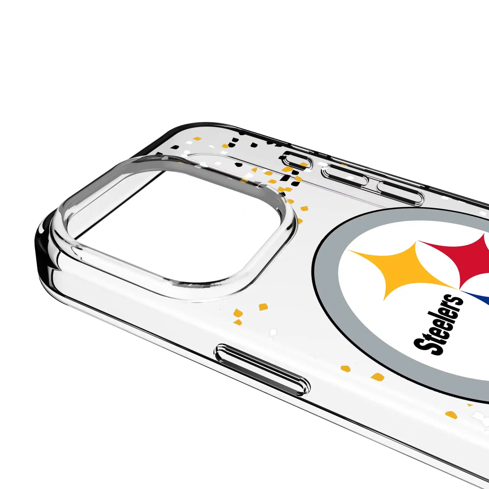 Alt View 2. Keyscaper - Pittsburgh Steelers iPhone Clear Case with Confetti Design - 14 Pro - Multicolor.