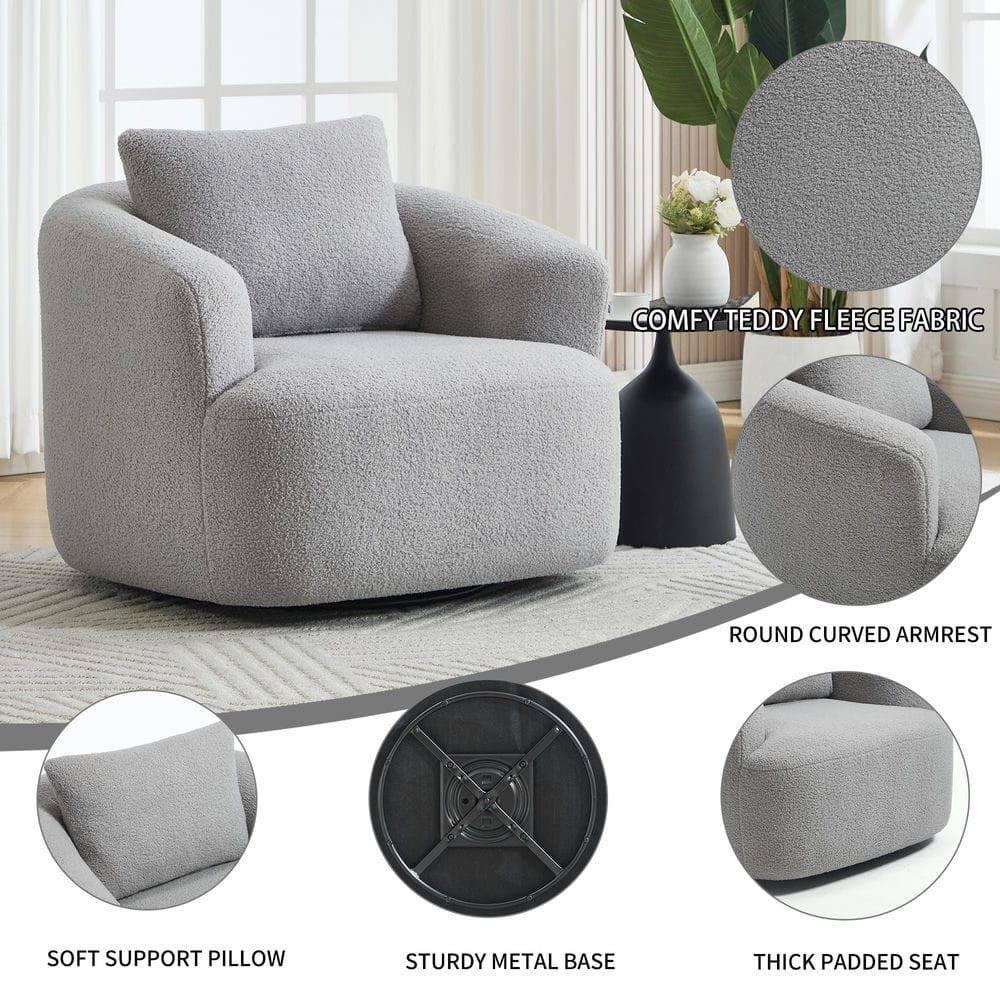 COMFY TEDDY FLEECE FABRIC  
ROUND CURVED ARMREST  
SOFT SUPPORT PILLOW  
STURDY METAL BASE  
THICK PADDED SEAT
