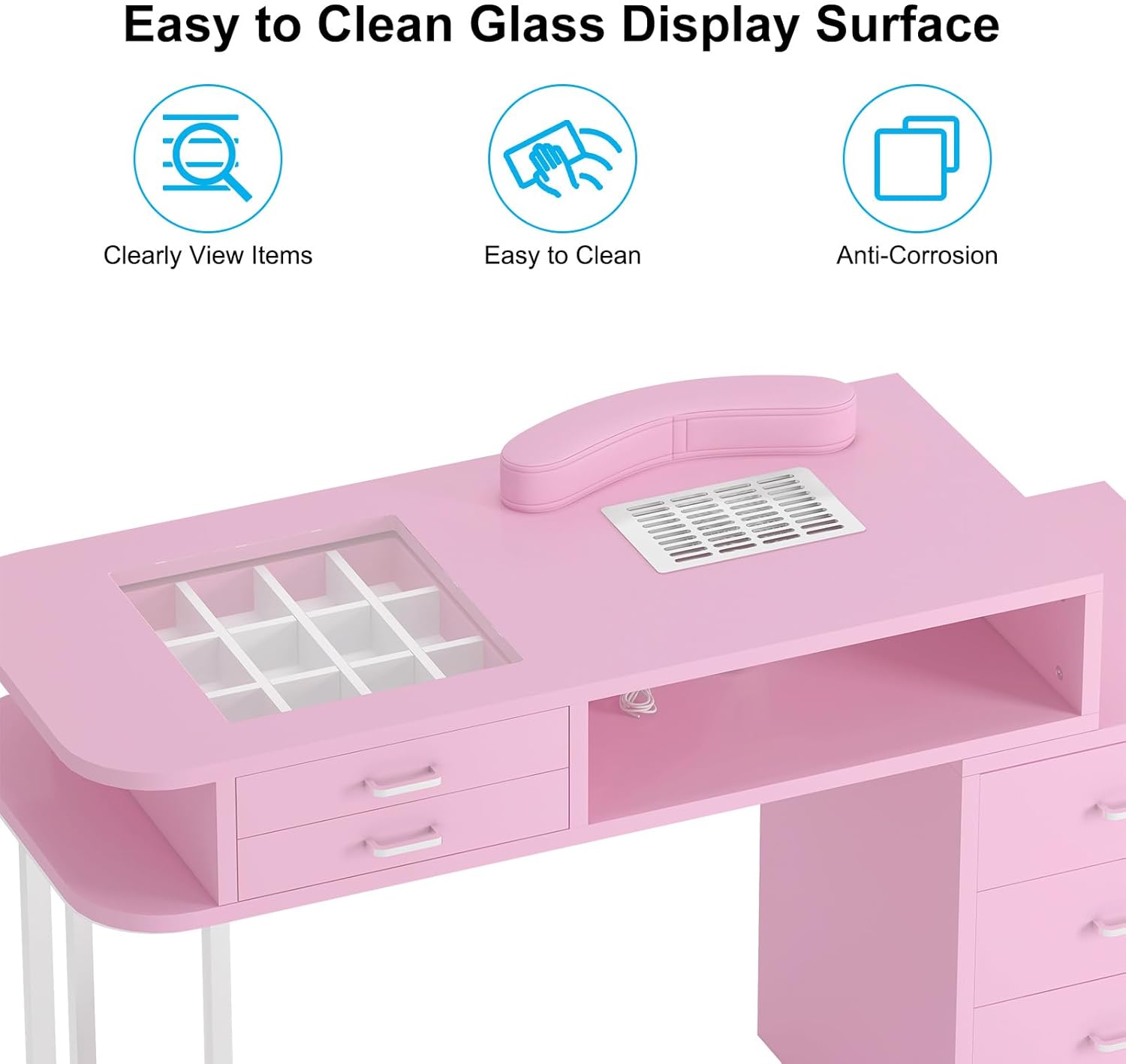 Easy to Clean Glass Display Surface

- Clearly View Items
- Easy to Clean
- Anti-Corrosion