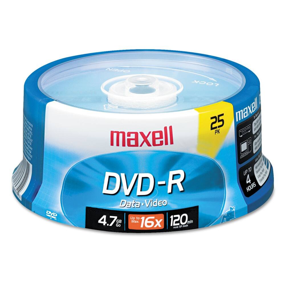 Maxell - 638010 4.7 GB 16x Spindle DVD-R Recordable Disc - Gold (25/Pack) - false