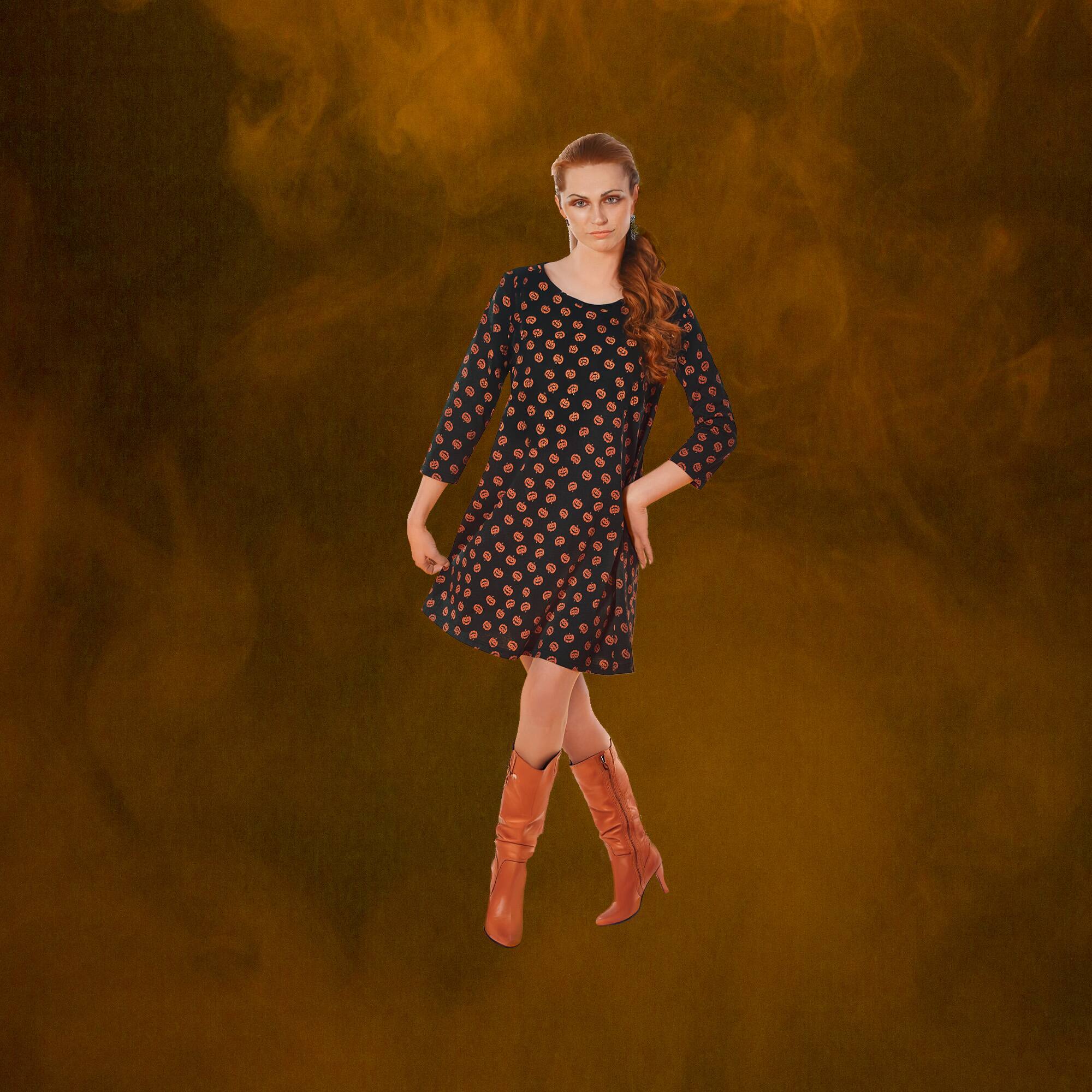 Alt View 2. Northlight - Women's Pumpkin Adult Halloween Costume - Small - Black.