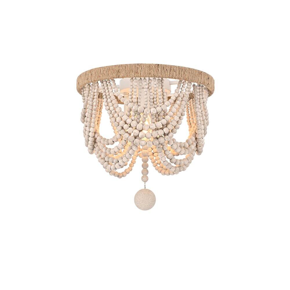 Alt View 1. Living District - Jolie 12 Inch Beaded Flush Mount Ceiling Light In Antique White - Antique White.