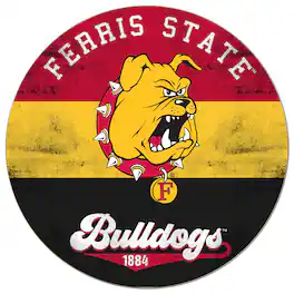 Jardine - Ferris State Bulldogs 20'' x 20'' Retro Logo Circle Sign - Red