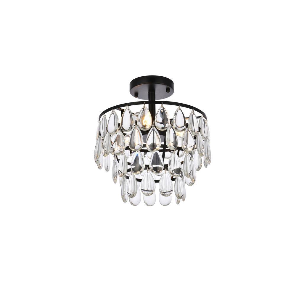 Alt View 4. Elegant Lighting - Mila 12 inch flush mount in black - Black.