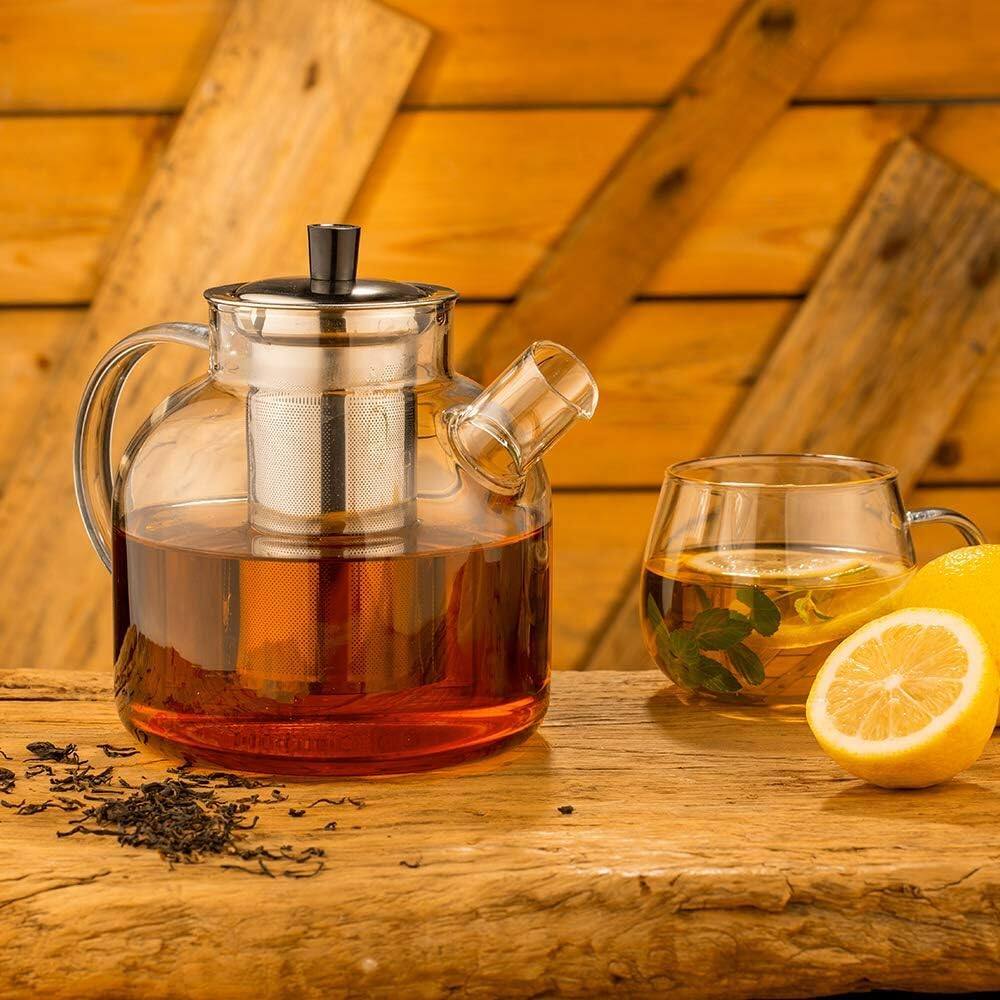 Alt View 5. PARKER SLATER - 800ml) Glass Teapot With Removable Infuser Stovetop Safe Large Tea Pot Blooming And Loose Leaf Hand Crafted Kettle Fo... - 800ML.