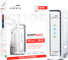 Front. ARRIS - SURFboard SB6190 32 x 8 DOCSIS 3.0 Cable Modem - White.