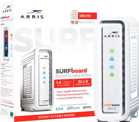 ARRIS SB6190 32 x 8 DOCSIS 3.0 Cable Modem White SB6190 - Best Buy