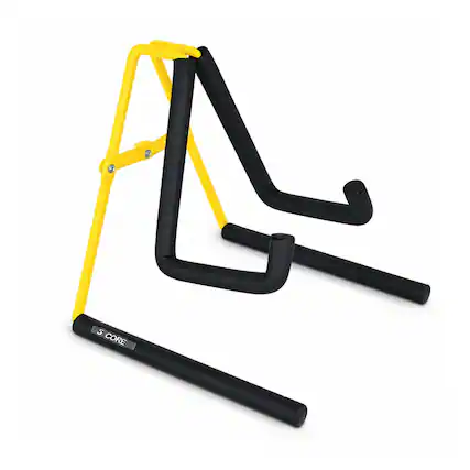 Front. 5 CORE - 5 Core Ukulele Stand A Frame Metal Body w Soft Padded Arms Support Banjo Ukuleles Mini Guitar Violin Yellow - Yellow.