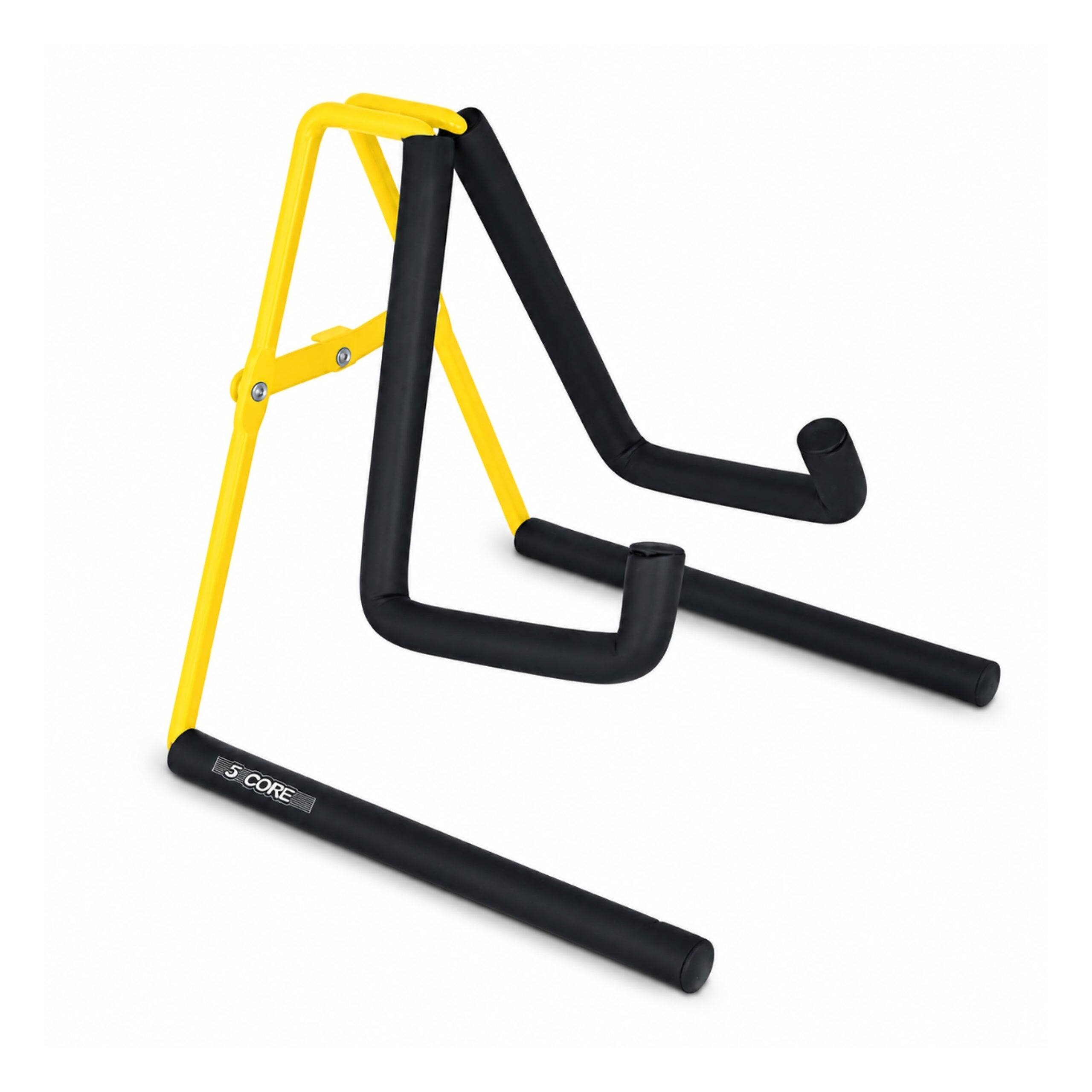 Front. 5 CORE - 5 Core Ukulele Stand A Frame Metal Body w Soft Padded Arms Support Banjo Ukuleles Mini Guitar Violin Yellow - Yellow.