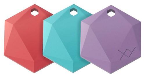 XY Find It - Spring Bluetooth Beacon Item Trackers (3-Count) - Ruby/Aqua/Amethyst-Angle_Standard 