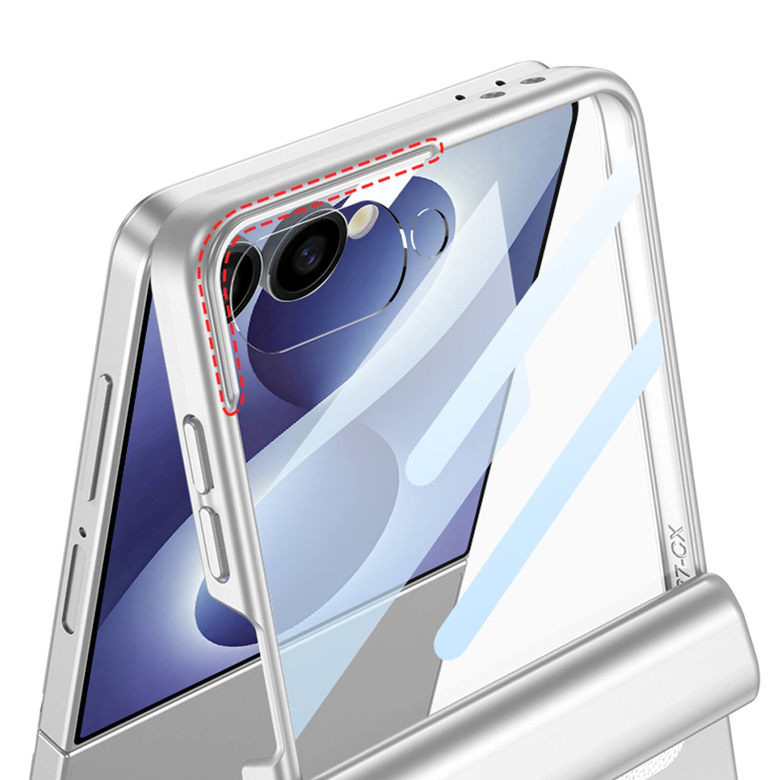 Alt View 1. Dteck - Shockproof Phone Case for Samsung Galaxy Z Flip8 with Hinge Guard, Magnetic Rigid Plastic Cover Built in Screen Glass - Black.