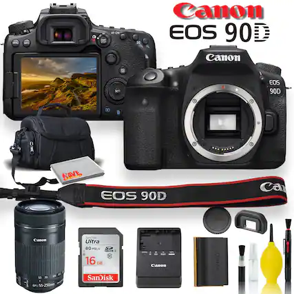 Canon EOS 90D
MPM NO START STOP AF-ON Canon EOS 90D Canon D SET EOS 90D
SAVE Na EOS 90D Ca ecrom I mU Canon 10 ez 70 100 EFS 55-250 Vrmn SanDisk Ultra 80 MB/s
10 16 GB SanDisk
Canon A canon
Canon EOS 90D
Canon EFS 55-250mm
SanDisk Ultra 80 MB/s 16 GB
Canon Battery
Canon Lens Cap
Canon Strap EOS 90D
Canon Cleaning Kit
Canon 64GB SD Card