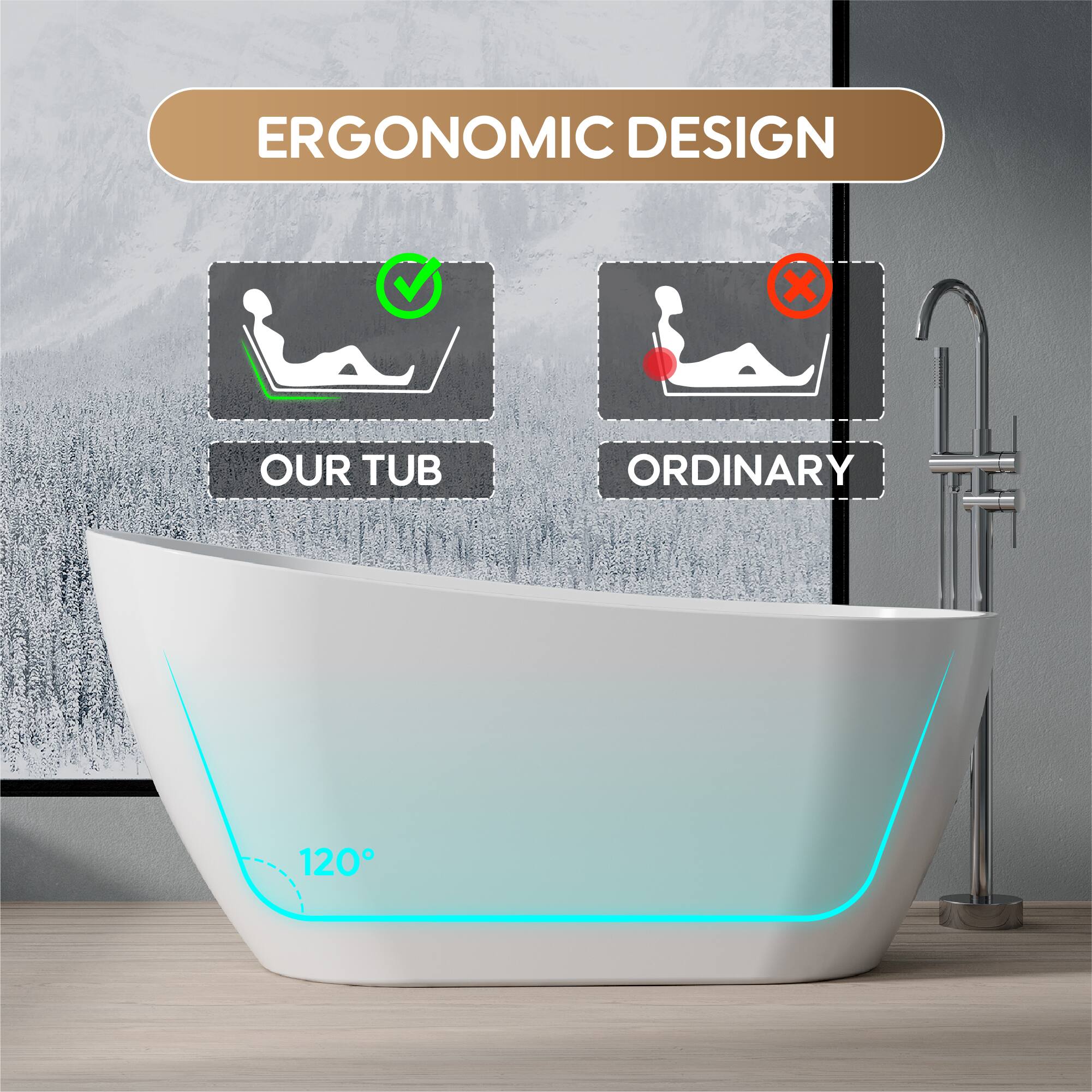 ERGONOMIC DESIGN

OUR TUB

ORDINARY

120°