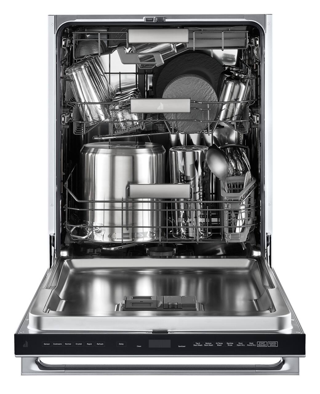 I have a dishwasher with a silver rack and silverware.